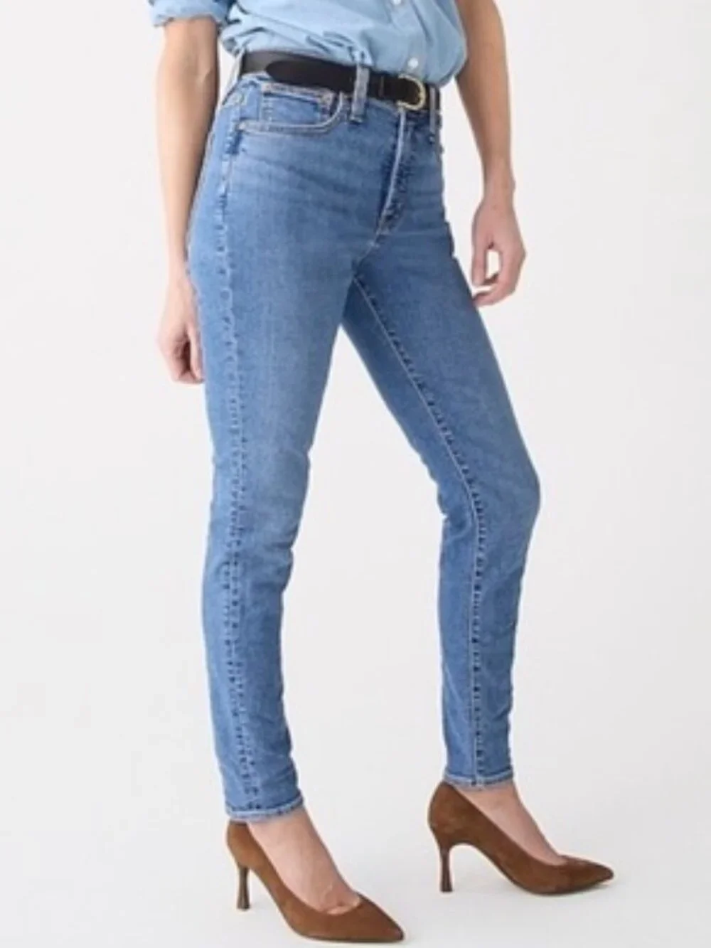 J. Crew Toothpick Jeans Women's 34 High Rise Bluebell Wash BP391 Stretch Denim
